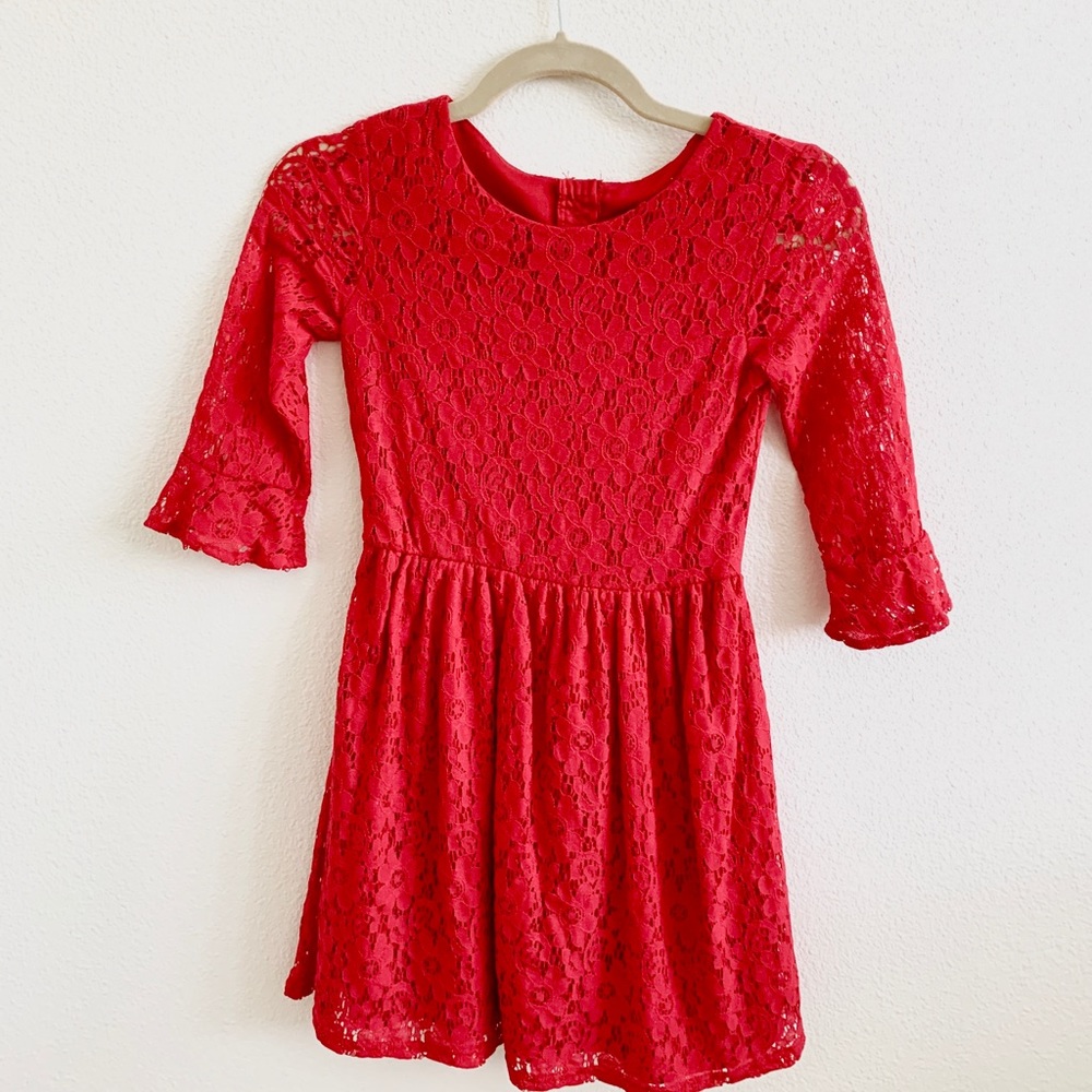 Girls Red Flower Dress